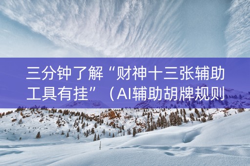 三分钟了解“财神十三张辅助工具有挂”（AI辅助胡牌规则)