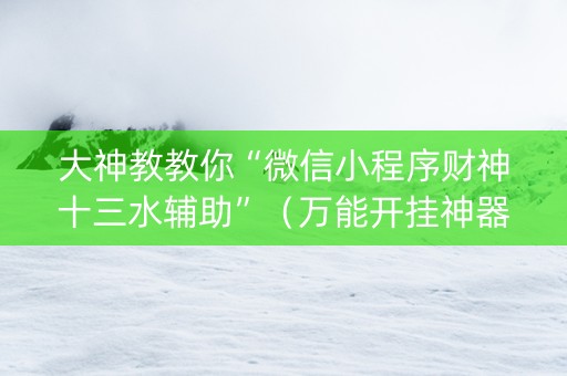 大神教教你“微信小程序财神十三水辅助”（万能开挂神器)