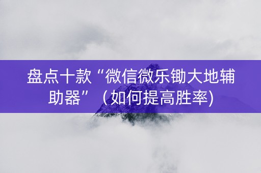 盘点十款“微信微乐锄大地辅助器”（如何提高胜率)