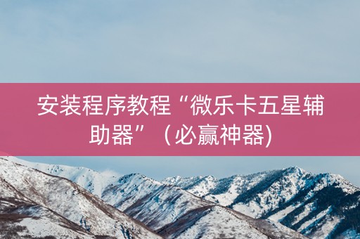 安装程序教程“微乐卡五星辅助器”（必赢神器)