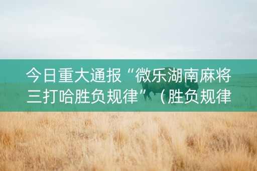 今日重大通报“微乐湖南麻将三打哈胜负规律”（胜负规律拿好牌)