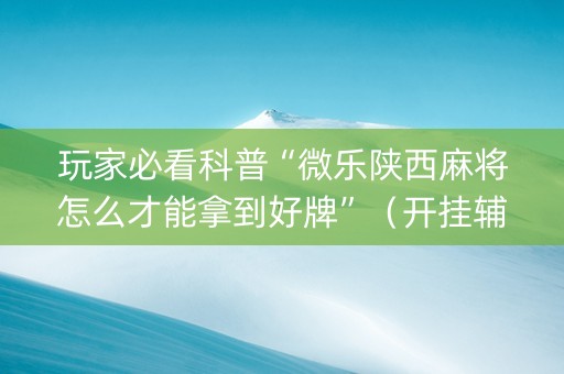 玩家必看科普“微乐陕西麻将怎么才能拿到好牌”（开挂辅助器脚本)