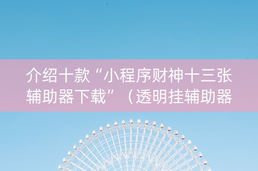 介绍十款“小程序财神十三张辅助器下载”（透明挂辅助器)