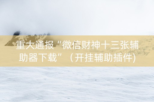 重大通报“微信财神十三张辅助器下载”（开挂辅助插件)