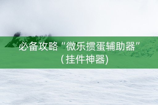 必备攻略“微乐掼蛋辅助器”（挂件神器)