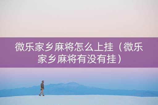 微乐家乡麻将怎么上挂（微乐家乡麻将有没有挂）