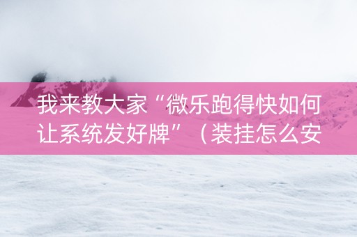 我来教大家“微乐跑得快如何让系统发好牌”（装挂怎么安装)