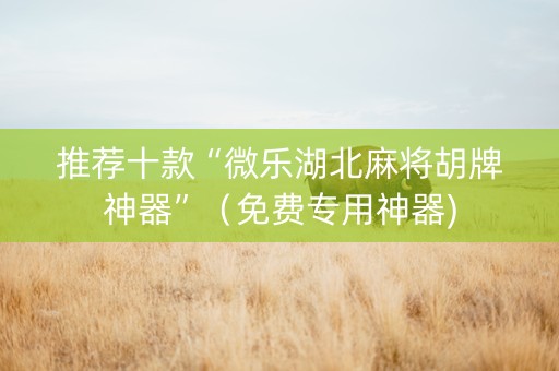 推荐十款“微乐湖北麻将胡牌神器”（免费专用神器)