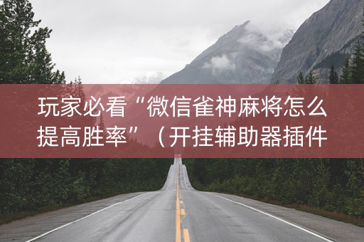 玩家必看“微信雀神麻将怎么提高胜率”（开挂辅助器插件)
