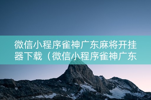 微信小程序雀神广东麻将开挂器下载（微信小程序雀神广东麻将有挂吗 158）