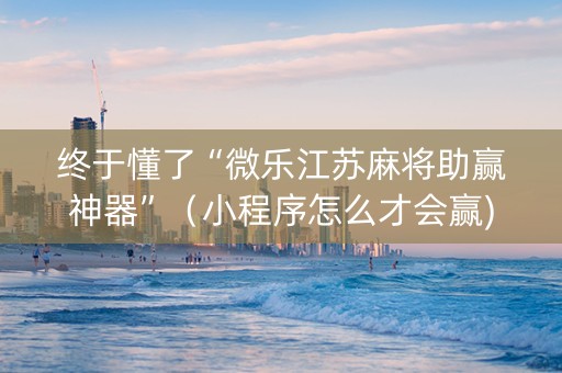 终于懂了“微乐江苏麻将助赢神器”（小程序怎么才会赢)