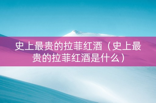 史上最贵的拉菲红酒（史上最贵的拉菲红酒是什么）