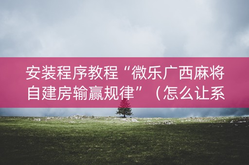 安装程序教程“微乐广西麻将自建房输赢规律”（怎么让系统给你发好牌)