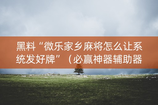 黑料“微乐家乡麻将怎么让系统发好牌”（必赢神器辅助器)