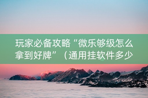 玩家必备攻略“微乐够级怎么拿到好牌”（通用挂软件多少钱)