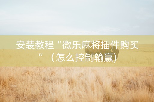 安装教程“微乐麻将插件购买”（怎么控制输赢)