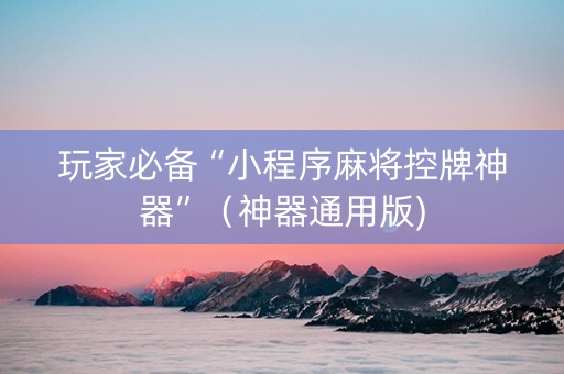 玩家必备“小程序麻将控牌神器”（神器通用版)