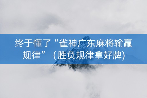 终于懂了“雀神广东麻将输赢规律”（胜负规律拿好牌)