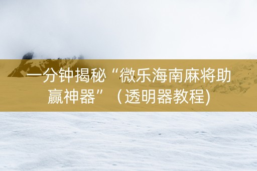 一分钟揭秘“微乐海南麻将助赢神器”（透明器教程)