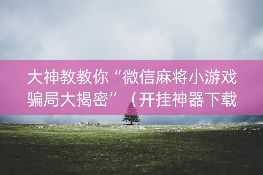 大神教教你“微信麻将小游戏骗局大揭密”（开挂神器下载)