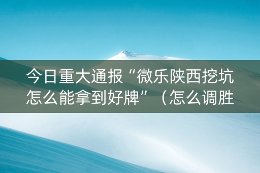 今日重大通报“微乐陕西挖坑怎么能拿到好牌”（怎么调胜率)