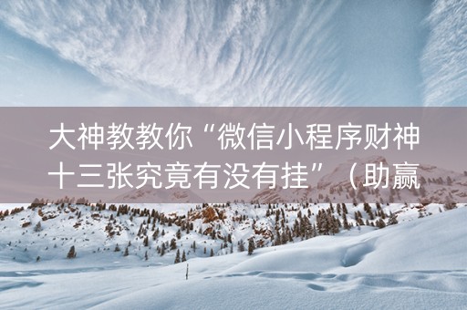 大神教教你“微信小程序财神十三张究竟有没有挂”（助赢神器购买)