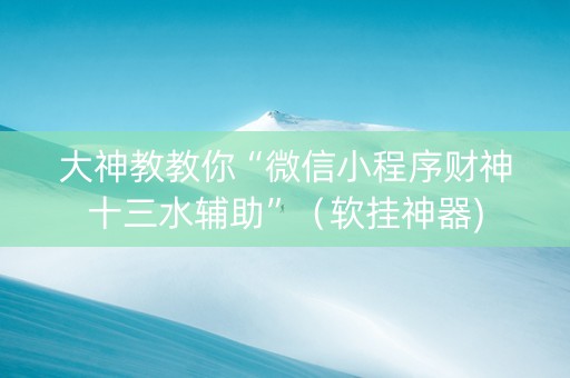 大神教教你“微信小程序财神十三水辅助”（软挂神器)