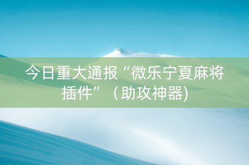 今日重大通报“微乐宁夏麻将插件”（助攻神器)