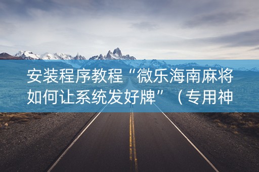 安装程序教程“微乐海南麻将如何让系统发好牌”（专用神器)