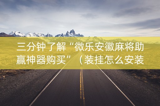 三分钟了解“微乐安徽麻将助赢神器购买”（装挂怎么安装)