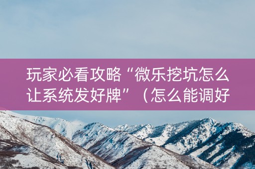 玩家必看攻略“微乐挖坑怎么让系统发好牌”（怎么能调好牌)