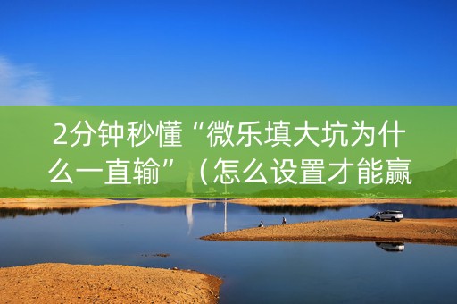 2分钟秒懂“微乐填大坑为什么一直输”（怎么设置才能赢)