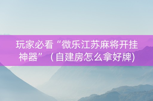 玩家必看“微乐江苏麻将开挂神器”（自建房怎么拿好牌)