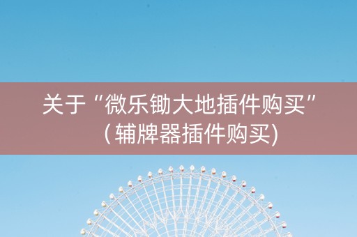 关于“微乐锄大地插件购买”（辅牌器插件购买)