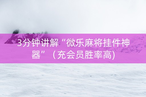 3分钟讲解“微乐麻将挂件神器”（充会员胜率高)