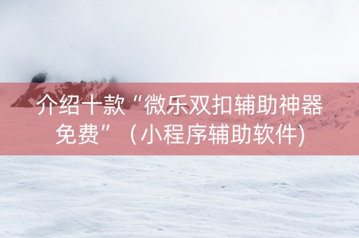 介绍十款“微乐双扣辅助神器免费”（小程序辅助软件)