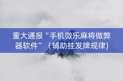 重大通报“手机微乐麻将做弊器软件”（辅助挂发牌规律)