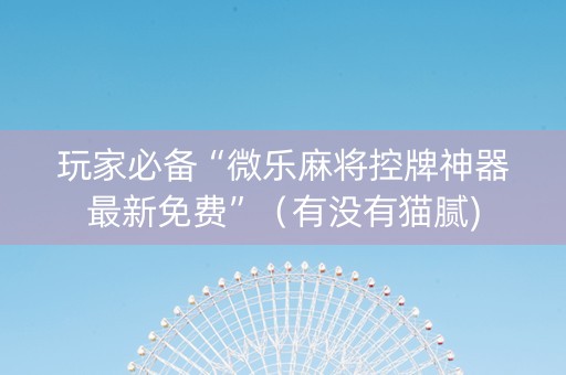 玩家必备“微乐麻将控牌神器最新免费”（有没有猫腻)