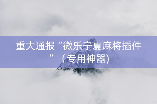重大通报“微乐宁夏麻将插件”（专用神器)