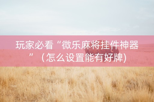 玩家必看“微乐麻将挂件神器”（怎么设置能有好牌)
