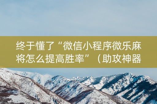 终于懂了“微信小程序微乐麻将怎么提高胜率”（助攻神器)