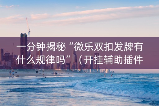 一分钟揭秘“微乐双扣发牌有什么规律吗”（开挂辅助插件)