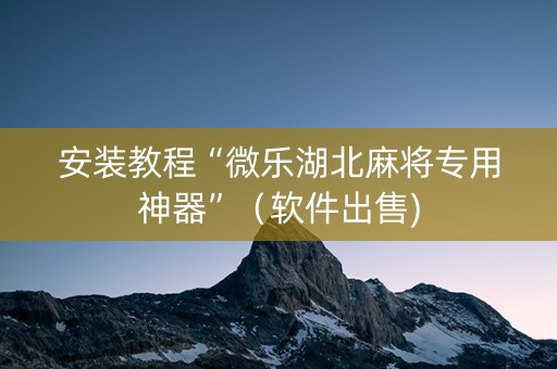 安装教程“微乐湖北麻将专用神器”（软件出售)