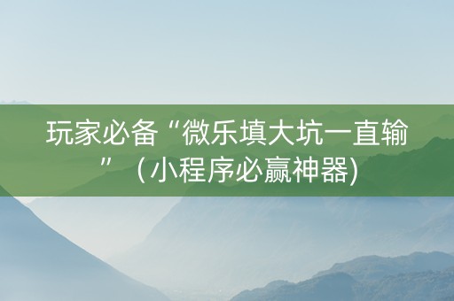 玩家必备“微乐填大坑一直输”（小程序必赢神器)