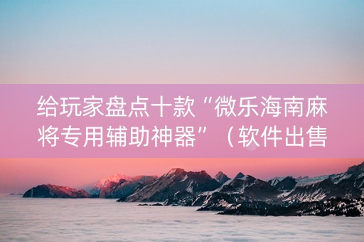 给玩家盘点十款“微乐海南麻将专用辅助神器”（软件出售)