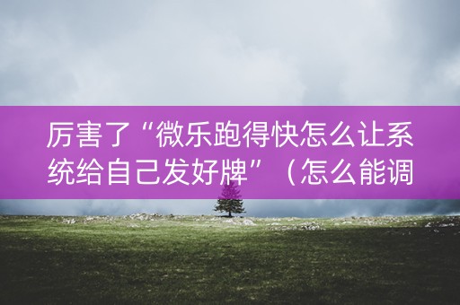 厉害了“微乐跑得快怎么让系统给自己发好牌”（怎么能调好牌)