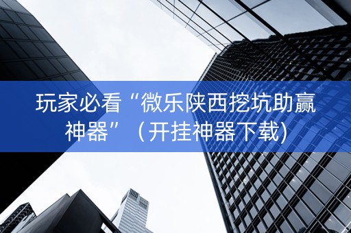 玩家必看“微乐陕西挖坑助赢神器”（开挂神器下载)
