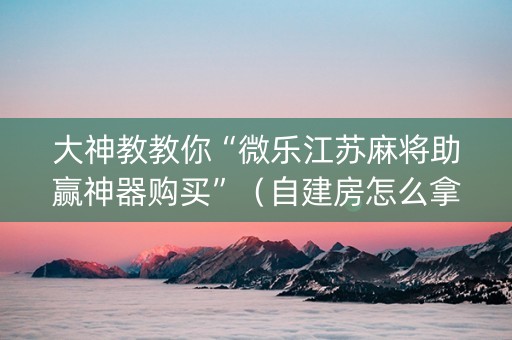 大神教教你“微乐江苏麻将助赢神器购买”（自建房怎么拿好牌)