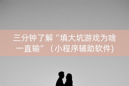 三分钟了解“填大坑游戏为啥一直输”（小程序辅助软件)