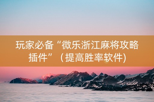 玩家必备“微乐浙江麻将攻略插件”（提高胜率软件)